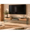 Mesa de televisión moderna en cristal y madera LIBRA