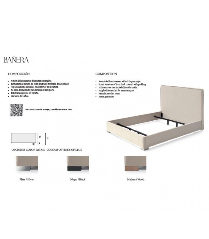 Cama tapizada de diseño moderno ALVAR