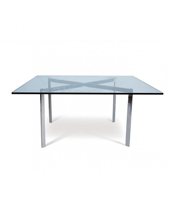 Mesa de centro cuadrada en acero y cristal templado AINHOA