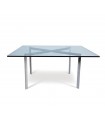 Mesa de centro cuadrada en acero y cristal templado AINHOA