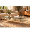 Mesa de centro en cristal templado y bandeja de acero POITIERS
