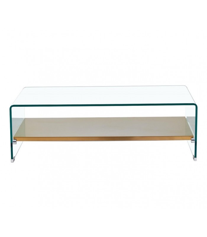 Mesa de centro en cristal templado y bandeja de acero POITIERS