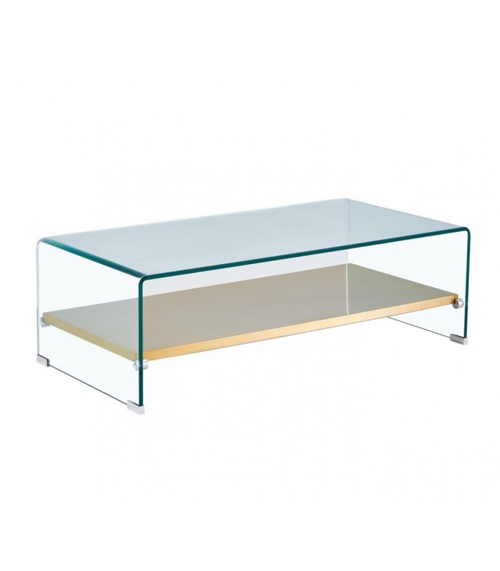 Mesa de centro en cristal templado y bandeja de acero POITIERS