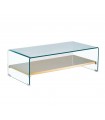 Mesa de centro en cristal templado y bandeja de acero POITIERS