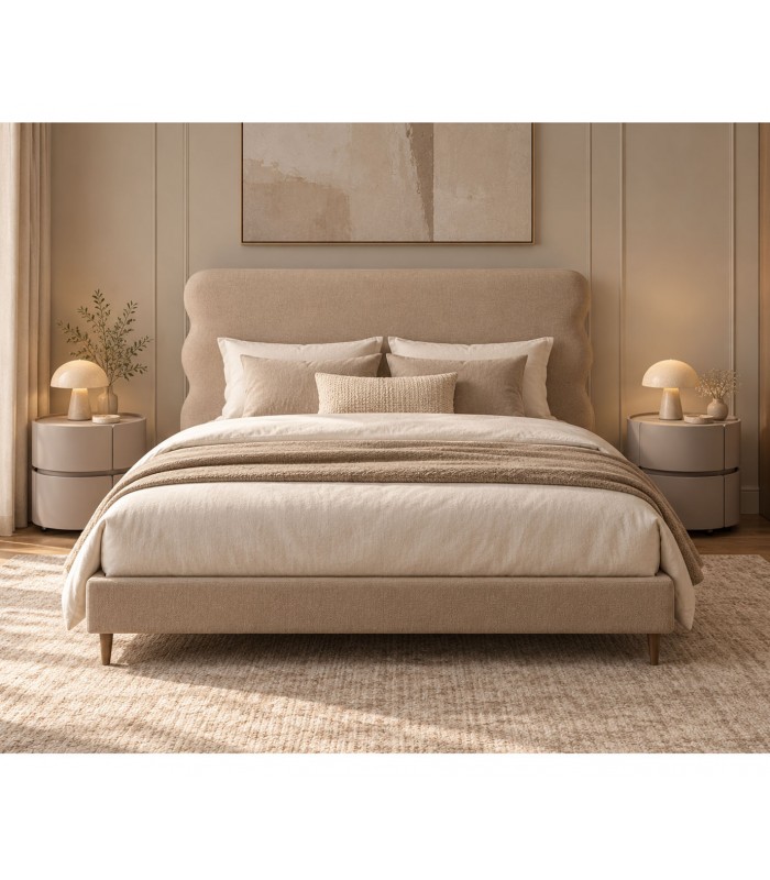 Cama de Formas Curvas con somier tapizado NARA