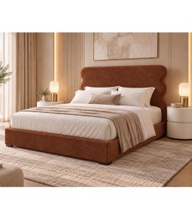Cama Tapizada Moderna con Cabecero de Formas Curvas NARA