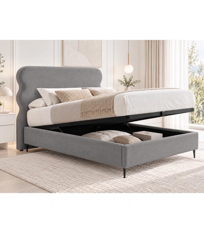 Cama moderna tapizada con canapé abatible NARA