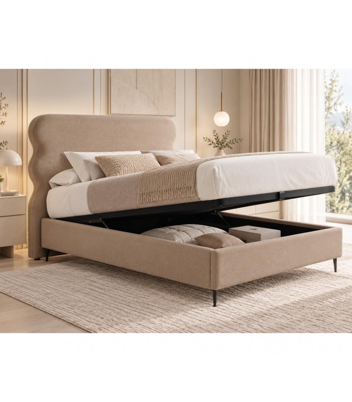 Cama moderna tapizada con canapé abatible NARA