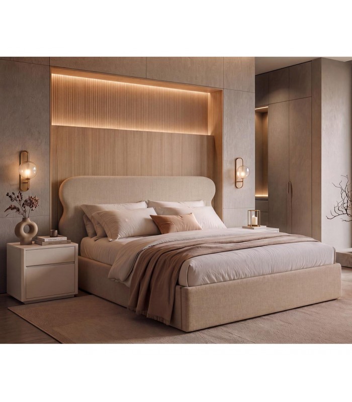 Cama moderna tapizada con canapé abatible NARA