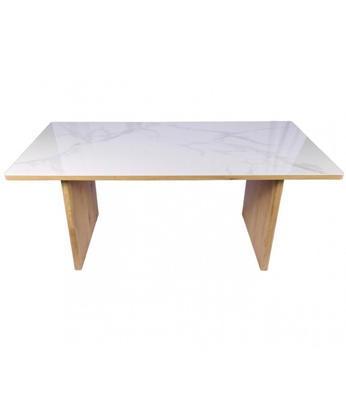 Mesa de comedor en roble y porcelánico LETICIA