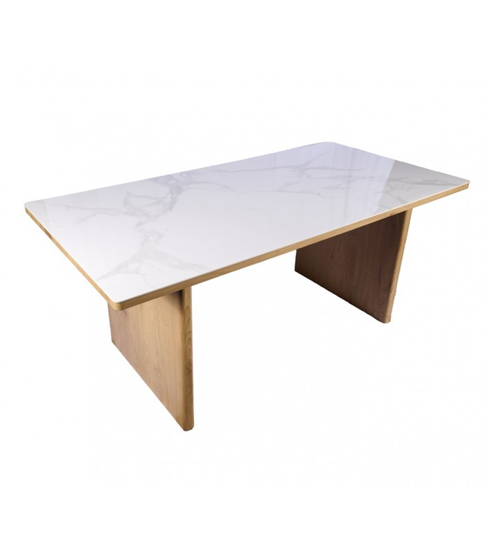Mesa de comedor en roble y porcelánico LETICIA