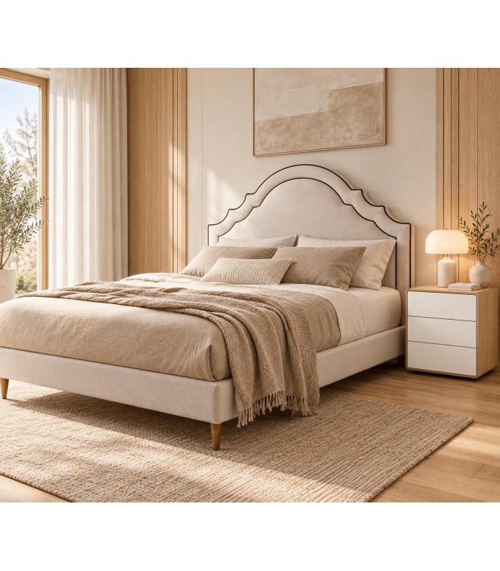 Cama Tapizada Bellagio con Base París