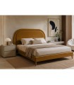 Cama tapizada con somier y cabecero curvo AUREA