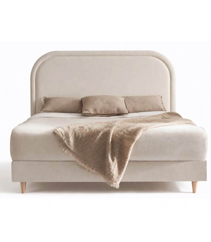 Cama tapizada con somier y cabecero curvo AUREA