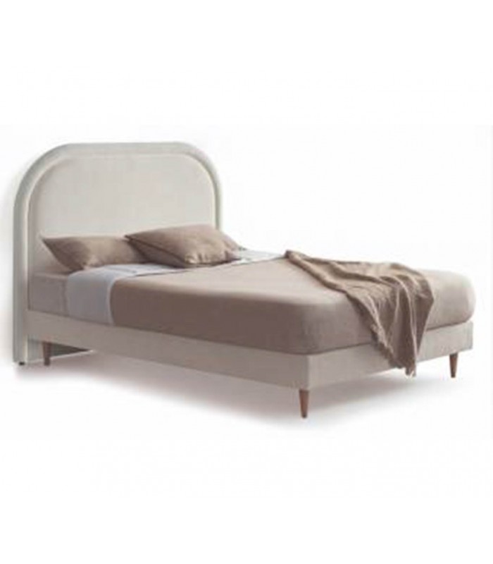 Cama tapizada con somier y cabecero curvo AUREA