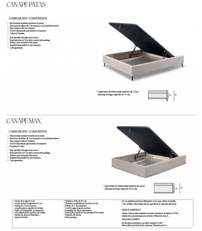 Cama con Canapé abatible tapizada FLAVIO