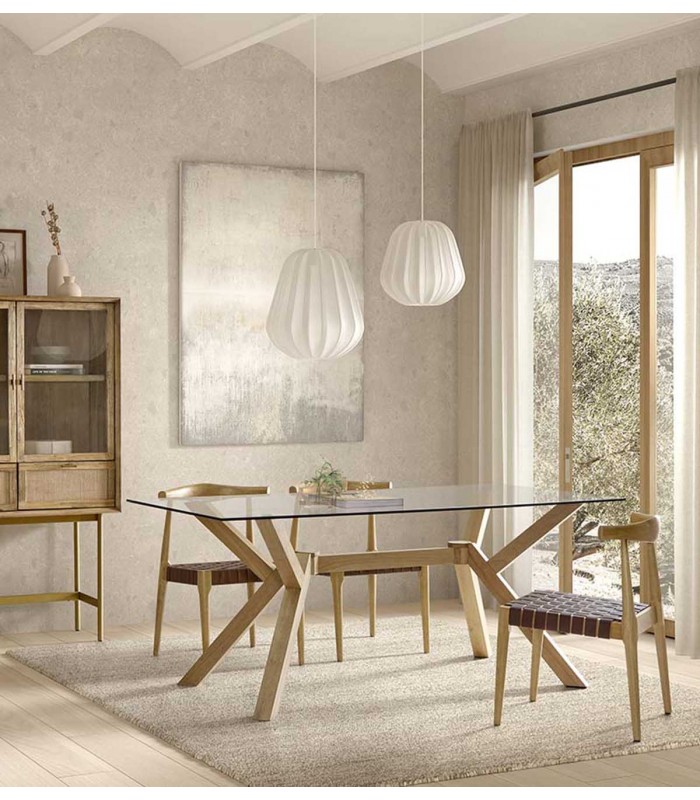 Mesa de comedor en madera y cristal ANDES 160
