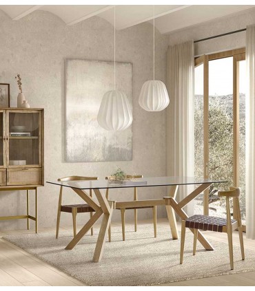 Mesa de comedor en madera y cristal ANDES 160