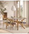 Mesa de comedor en madera y cristal ANDES 160