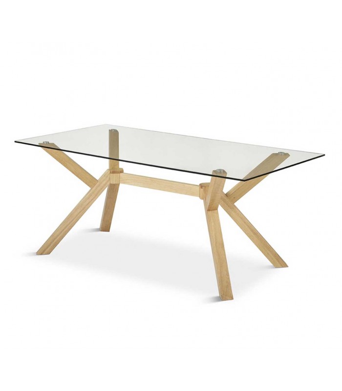 Mesa de comedor en madera y cristal ANDES 160