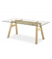 Mesa de salón comedor en madera y cristal DARIAN 160
