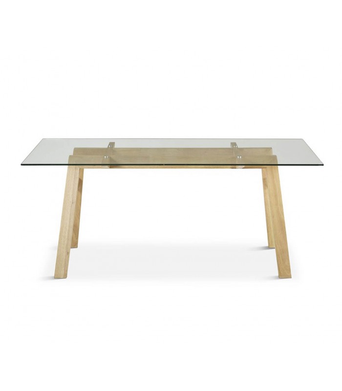Mesa de salón comedor en madera y cristal DARIAN 160
