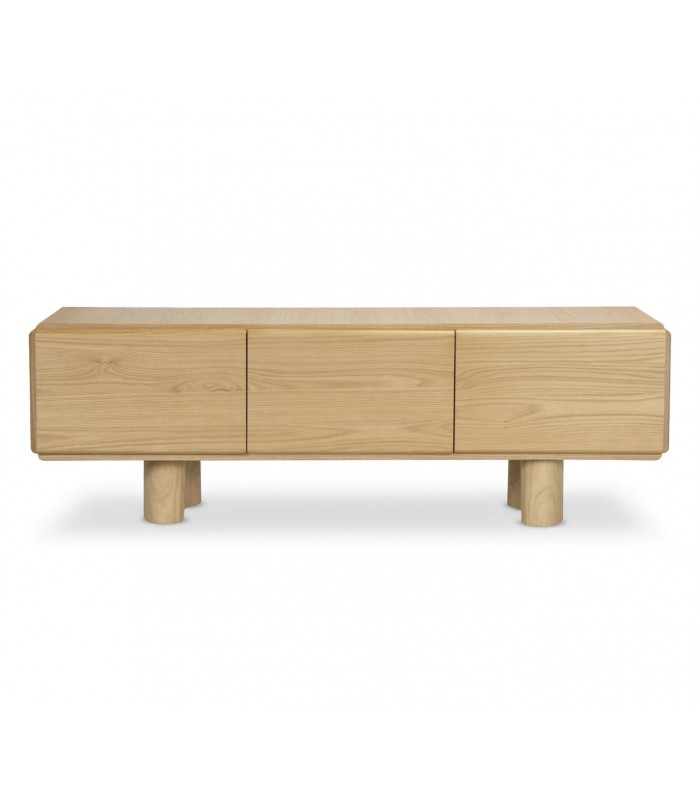 Mesa TV en Chapa de roble NANTES pata curva