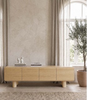 Mueble de televisión en Chapa de roble NANTES pata curva