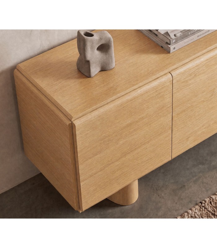 Mueble de televisión en Chapa de roble NANTES pata curva
