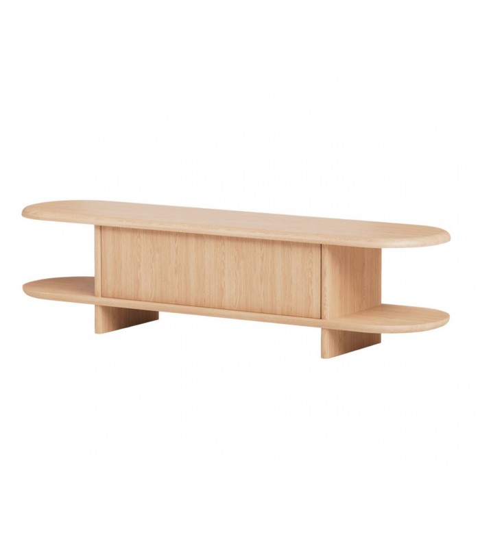Mueble TV NIMES en chapa de roble natural con puerta abatible
