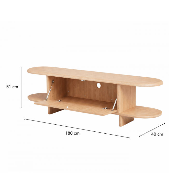 Mueble TV NIMES en chapa de roble natural con puerta abatible