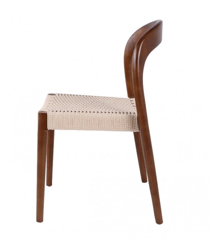 Set de 2 Sillas en madera de nogal y cuerda SILVA