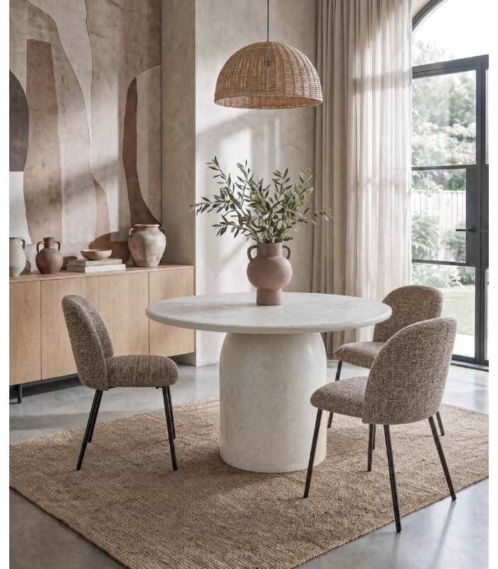 Mesa de comedor redonda DOLMEN efecto cemento