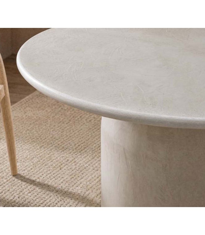 Mesa de comedor redonda DOLMEN efecto cemento