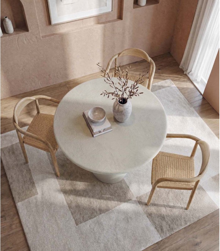 Mesa de comedor redonda DOLMEN efecto cemento